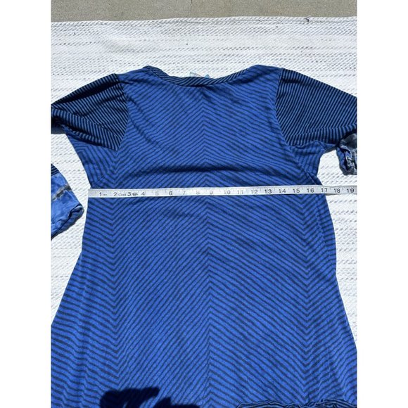 Plenty by Tracy Reese Dress Women Small Blue Stripe V-Neck Long Sleeve Trim Silk - Picture 10 of 11